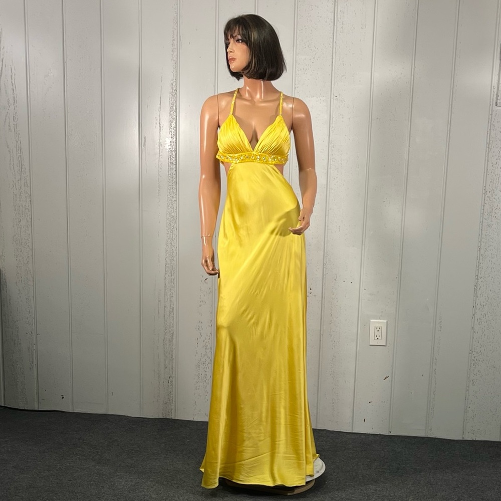 Aidan Mattox Women's Vibrant Yellow Silk Gown Sz 6 - Picture 11 of 17